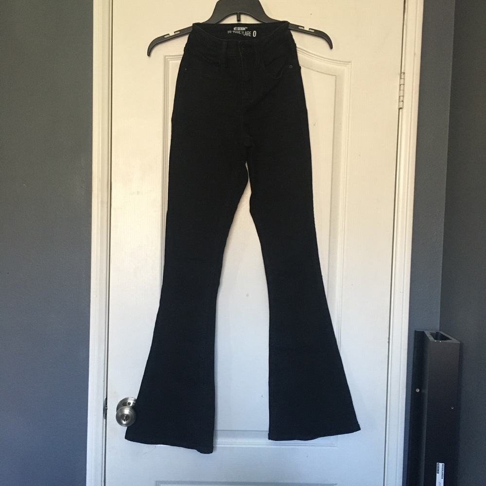 High Rise Slim Black Flare Jeans